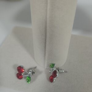 Elegant Red and Green Gemstone Earrings
